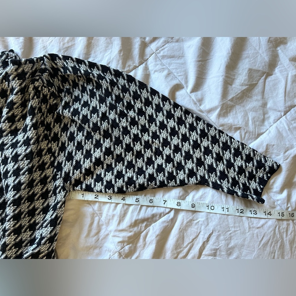 Zara Jacquard Ruched Draped Houndstooth Dress - Picture 15 of 16